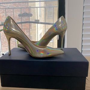 NWT Sergio Rossi Silver Hollogram Patent Godiva Pumps, size 36